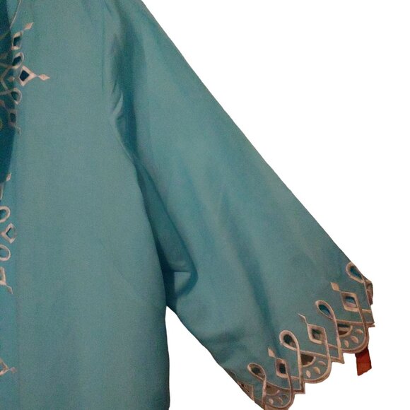 Bobb Mackie Robin Egg Blue 2 piece Tank/Button Shirt White Embroidery Eyelet 2X - Picture 5 of 13